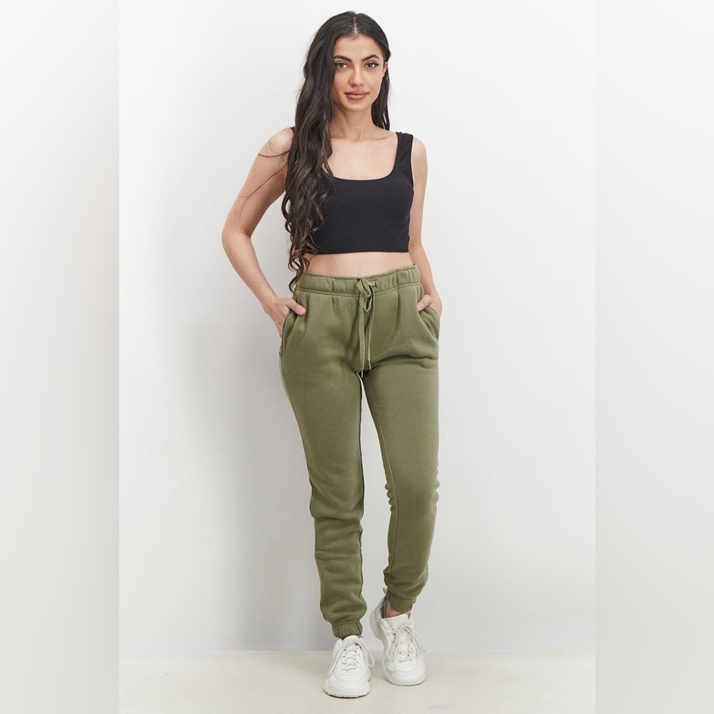 Fit Collective Super Soft Sweatpants Joggers in Olive Green, Size Large